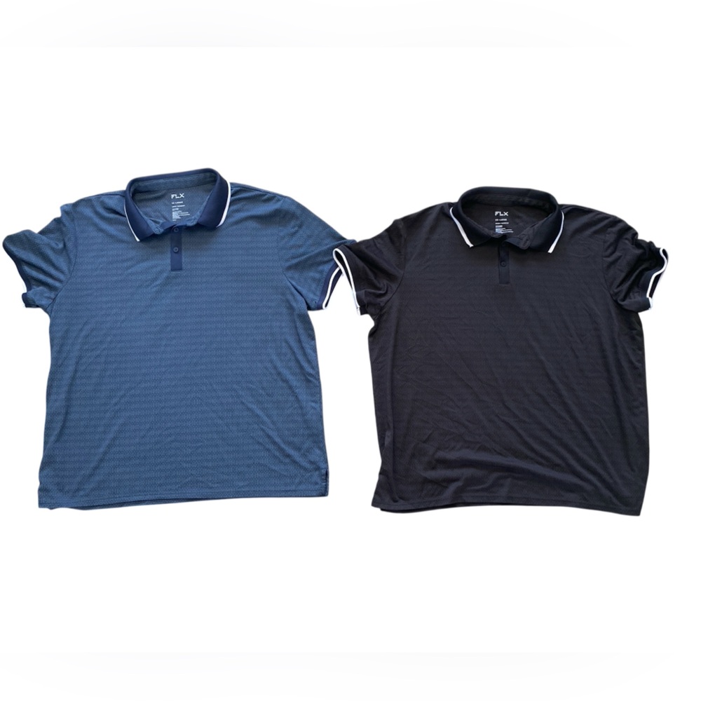 FLX Mens XXL Urban Commuter Business Casual Polos Black and Blue Preowned